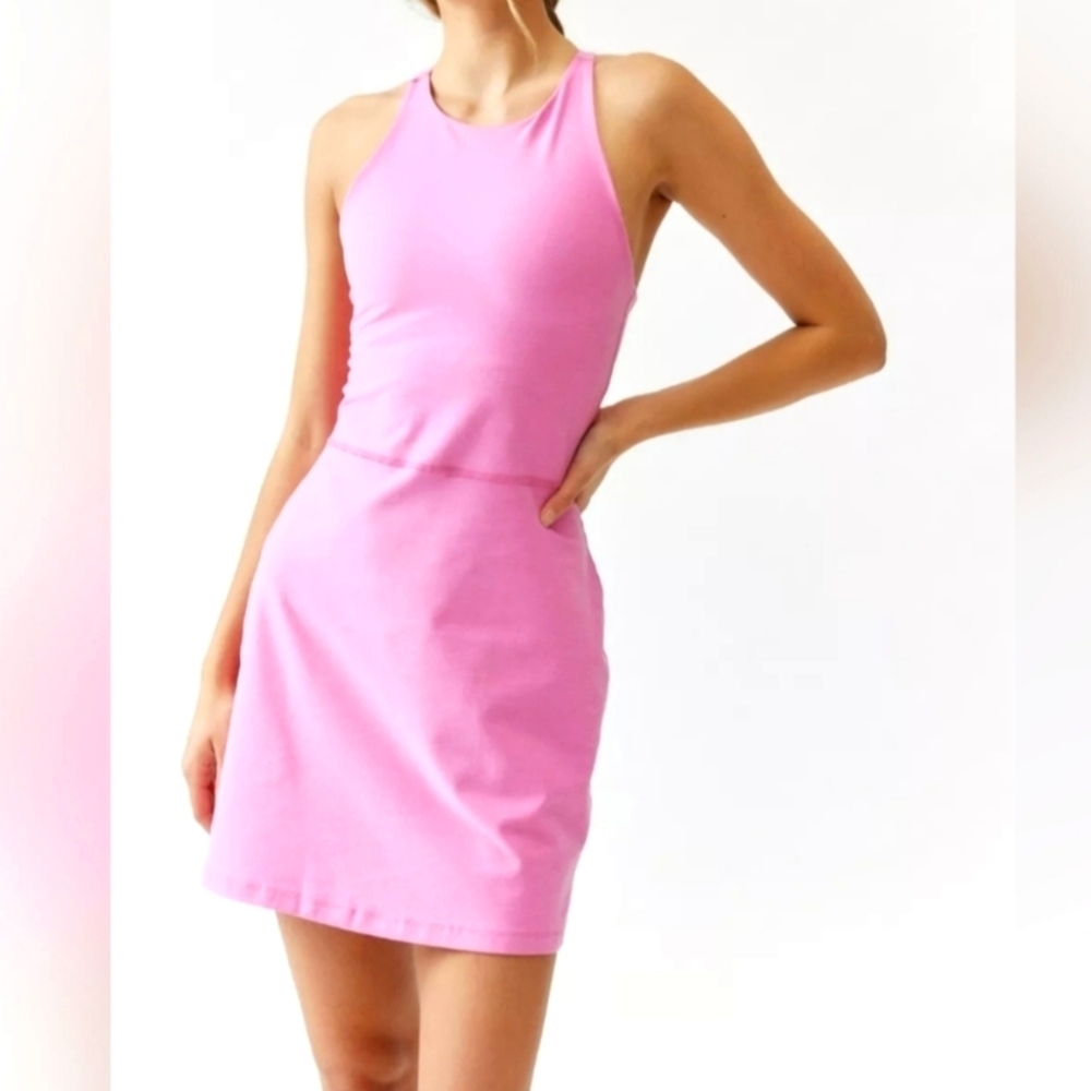NWT..BEYOND YOGA.. Pink Halter Mini Dress ..SIZE:6